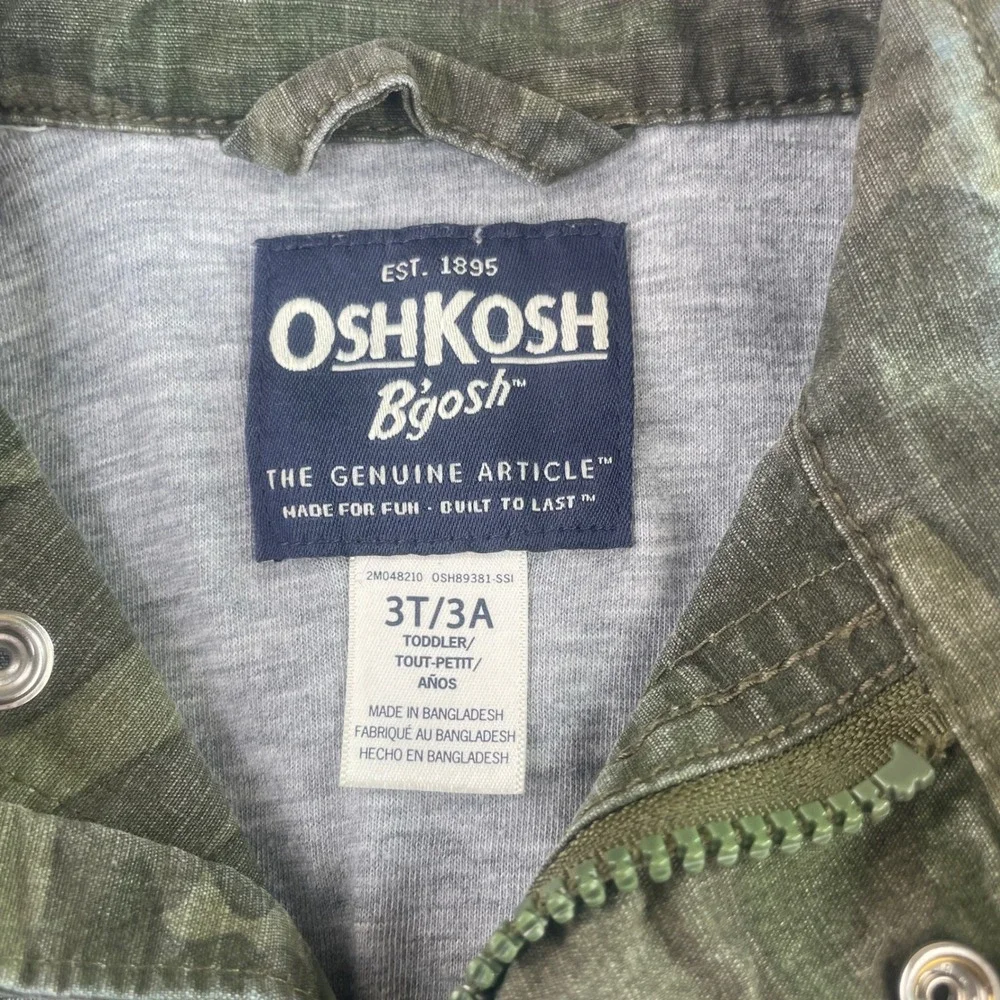 OshKosh Camo Field Jacket Toddler 3T Green Utility Military Coat